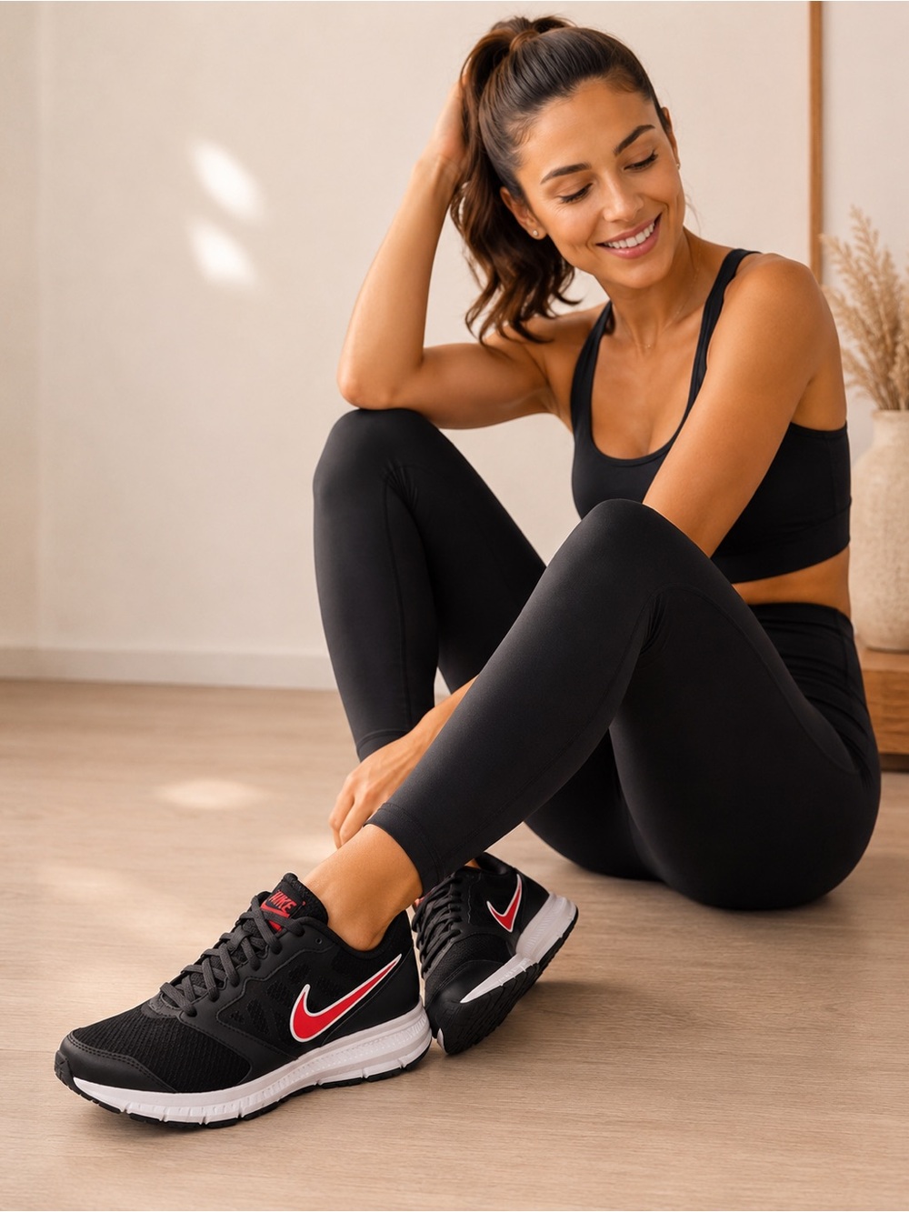 Nike Black and Pink Running Shoes